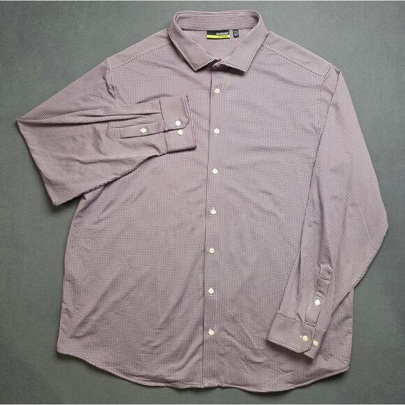 Murano Performance Men 3XT Tall Shirt Maroon White Pinstripe Graph Check Pattern - Picture 2 of 6